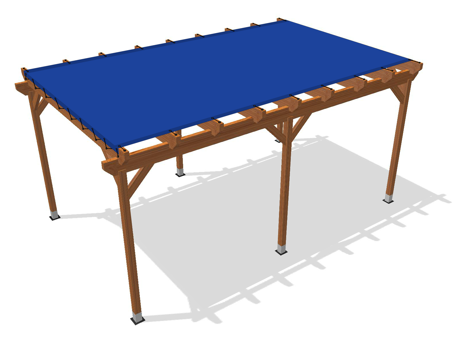 Bâche pour pergola bois sur pieds sans débord en Membrane PVC 670gr/m² Bleu foncé RAL 5002