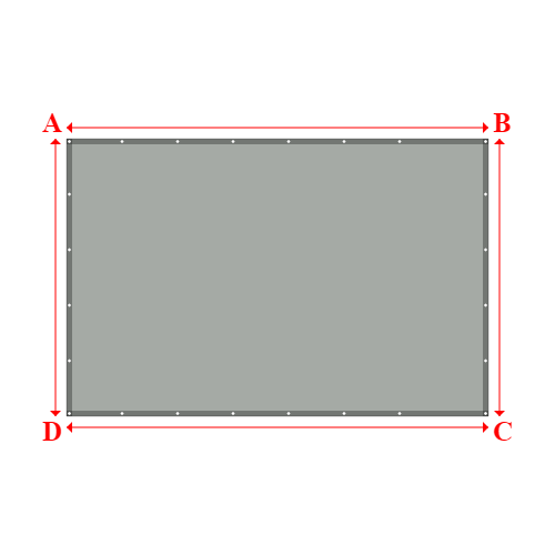 Bâche plate rectangle sur mesure en Membrane PVC 670gr/m² Gris clair RAL 7038 - 3.80x2.50m