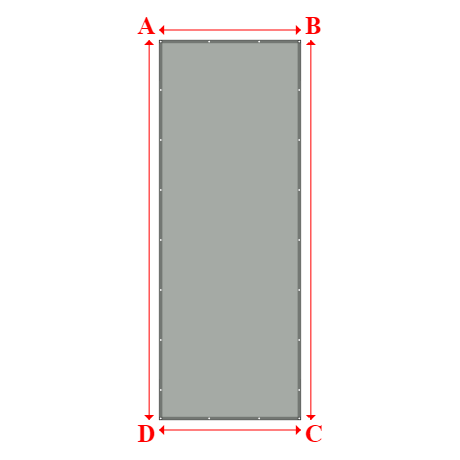 Bâche plate rectangle sur mesure en Membrane PVC 670gr/m² Gris clair RAL 7038 - 2.20x5.90m
