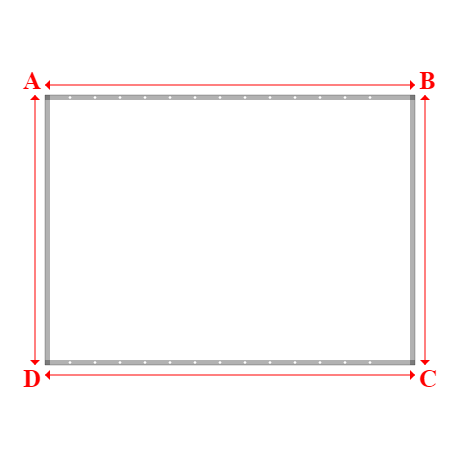 Bâche plate rectangle sur mesure en Membrane PVC 670gr/m² Blanc RAL 9016 - 3.70x2.70m