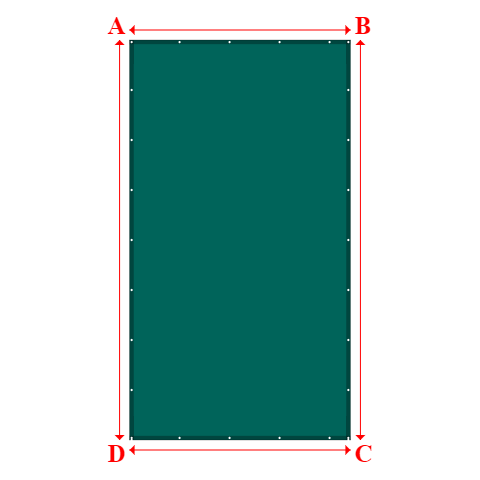 Bâche plate rectangle sur mesure en Membrane PVC 670gr/m² Vert industrie RAL 6026 - 2.65x4.80m