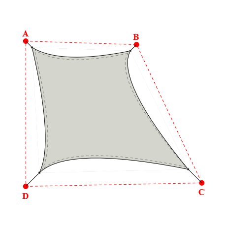 Voile d'ombrage trapèze en Soltis Perform 92 Galet 92-2171 - 3,99x5,26x6,04x5,09m
