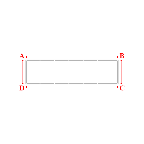Bâche plate rectangle sur mesure en Membrane PVC 670gr/m² Blanc RAL 9016 - 3.22x0.84m
