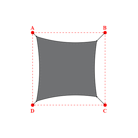 Voile d'ombrage rectangle en Soltis Perform 92 Béton 92-2167 - 3,99x3,69x3,99x4,29m