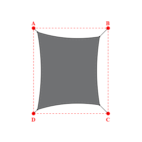 Voile d'ombrage rectangle en Soltis Perform 92 Béton 92-2167 - 3,99x4,39x3,99x4,99m