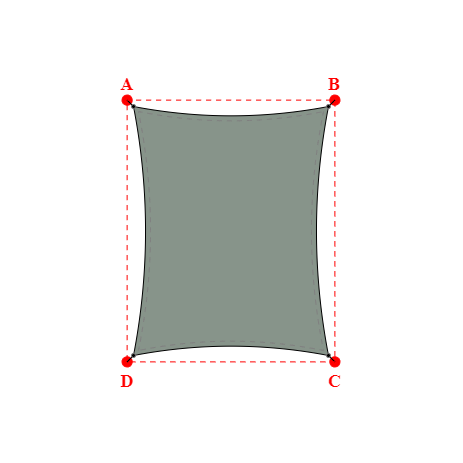 Voile d'ombrage rectangle en Soltis Perform 92 Vert de gris 92-51179 - 2,60x3,32x2,60x3,32m