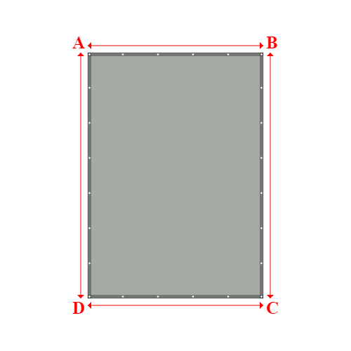 Bâche plate rectangle sur mesure en Membrane PVC 670gr/m² Gris clair RAL 7038 - 2.50x3.50m
