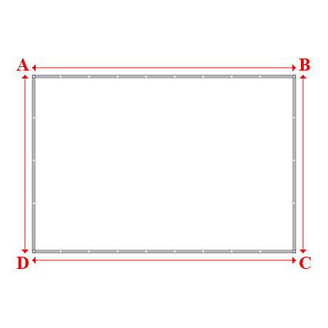 Bâche plate rectangle sur mesure en Membrane PVC 670gr/m² Blanc RAL 9016 - 3.70x2.50m