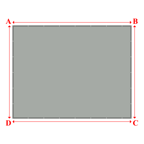Bâche plate rectangle sur mesure en Membrane PVC 670gr/m² Gris clair RAL 7038 - 5.50x4.30m
