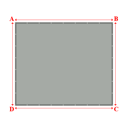 Bâche plate rectangle sur mesure en Membrane PVC 670gr/m² Gris clair RAL 7038 - 3.82x3.25m