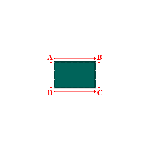 Bâche plate rectangle sur mesure en Membrane PVC 670gr/m² Vert industrie RAL 6026 - 1.40x0.90m