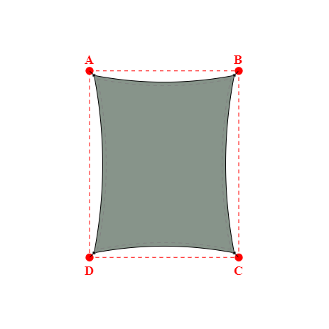 Voile d'ombrage rectangle en Soltis Perform 92 Vert de gris 92-51179 - 2,63x3,33x2,63x3,33m