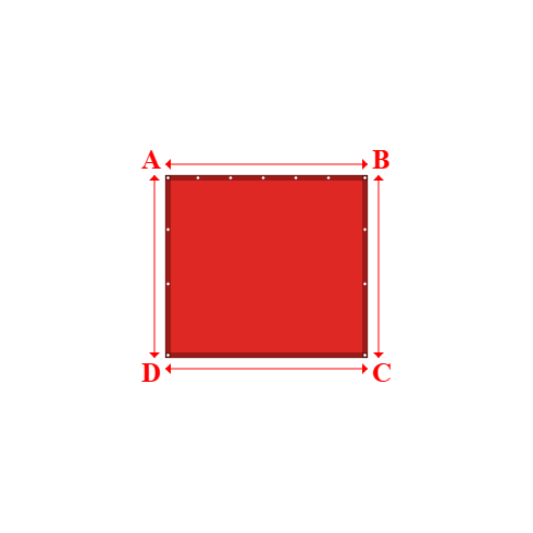 Bâche plate rectangle sur mesure en Membrane PVC 670gr/m² Rouge RAL 3002 - 1.86x1.68m