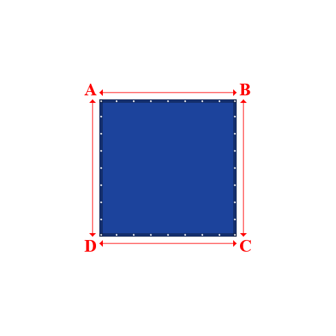 Bâche plate rectangle sur mesure en Membrane PVC 670gr/m² Bleu foncé RAL 5002 - 2.00x2.00m