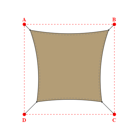 Voile d'ombrage carrée en Soltis Perform 92 Poivre 92-2012 - 3,49x3,19x2,89x3,19m