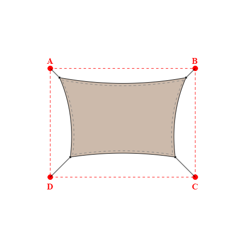 Voile d'ombrage rectangle en Soltis Lounge 96 Sandy beige 96-2135 - 3,49x2,19x2,89x2,19m