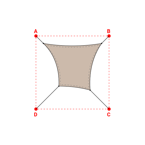 Voile d'ombrage carrée en Soltis Lounge 96 Sandy beige 96-2135 - 1,99x1,60x1,07x1,46m