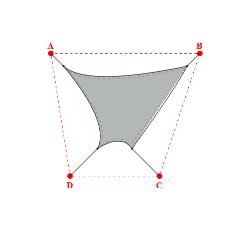 Voile d'ombrage trapèze en Soltis Lounge 96 Galet 96-2171 - 2,49x1,79x0,69x1,69m