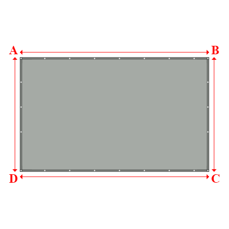 Bâche plate rectangle sur mesure en Membrane PVC 670gr/m² Gris clair RAL 7038 - 4.00x2.42m