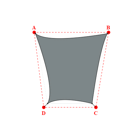 Voile d'ombrage trapèze en Soltis Lounge 96 Platine 96-50844 - 4,75x4,69x2,94x4,66m