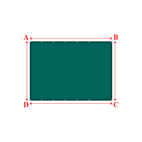 Bâche plate rectangle sur mesure en Membrane PVC 670gr/m² Vert industrie RAL 6026 - 2.78x2.00m
