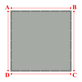 Bâche plate rectangle sur mesure en Membrane PVC 670gr/m² Gris clair RAL 7038 - 2.45x2.45m