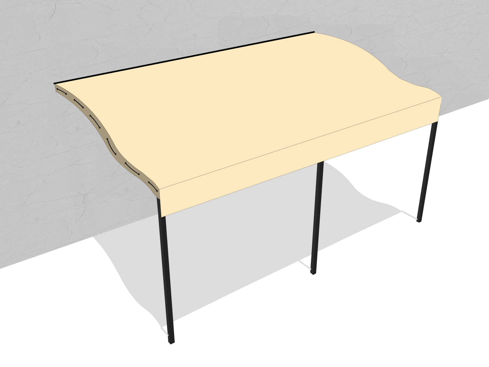 Bâche pour pergola métallique murale à vague en Membrane PVC 670gr/m² Beige ral 1015