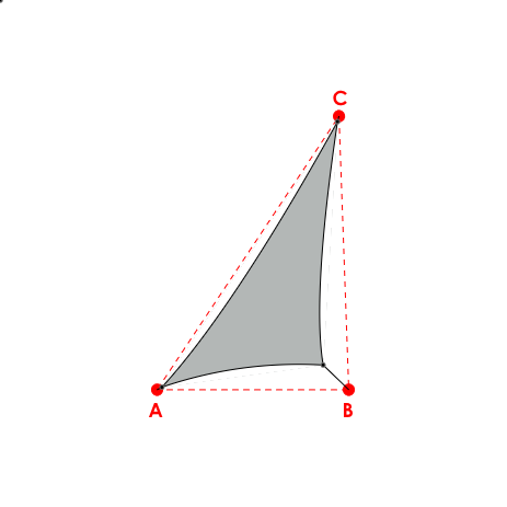 Voile d'ombrage triangle en Soltis Lounge 96 Galet 96-2171 - 2,97x4,45x5,81m