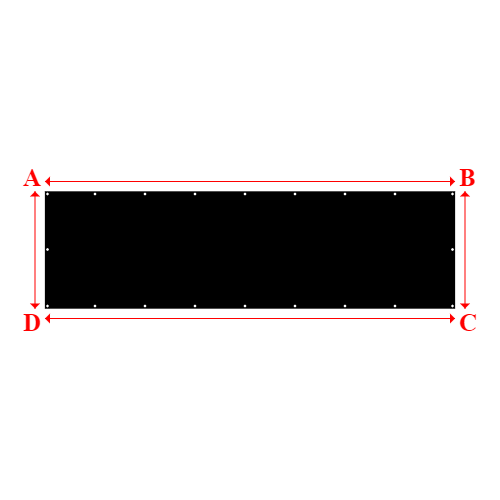 Bâche plate rectangle sur mesure en Membrane PVC 670gr/m² Noir RAL 9005 - 4.10x1.17m