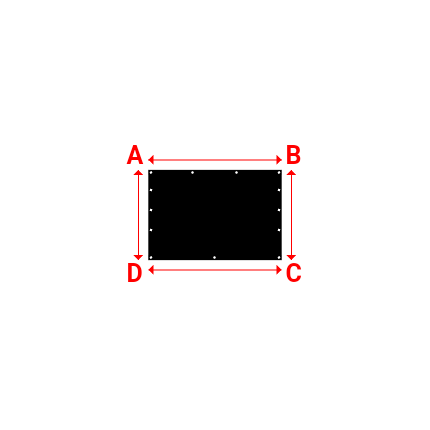 Bâche plate rectangle sur mesure en Membrane PVC 670gr/m² Noir RAL 9005 - 1.33x0.90m