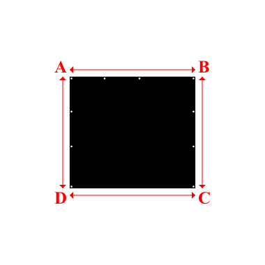 Bâche plate rectangle sur mesure en Membrane PVC 670gr/m² Noir RAL 9005 - 1.80x1.60m