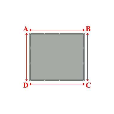 Bâche plate rectangle sur mesure en Membrane PVC 670gr/m² Gris clair RAL 7038 - 1.83x1.60m