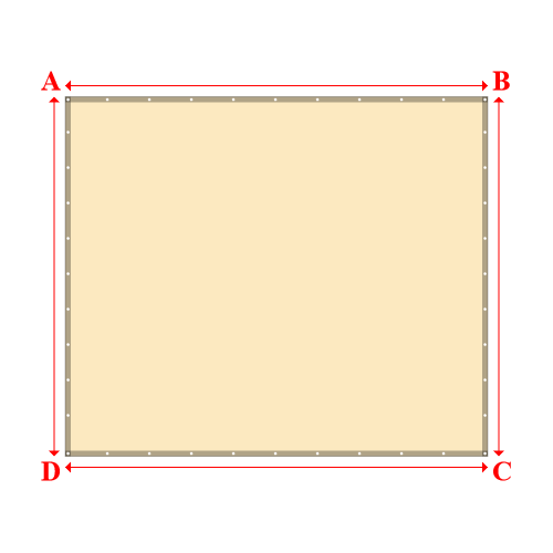 Bâche plate rectangle sur mesure en Membrane PVC 670gr/m² Beige ral 1015 - 3.82x3.25m
