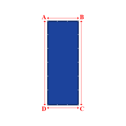 Bâche plate rectangle sur mesure en Membrane PVC 670gr/m² Bleu foncé RAL 5002 - 1.25x3.36m