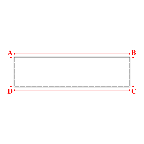 Bâche plate rectangle sur mesure en Membrane PVC 670gr/m² Blanc RAL 9016 - 4.04x1.06m