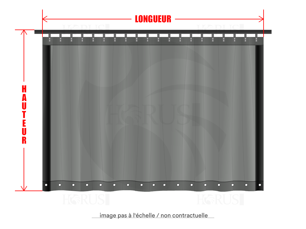 Rideau de séparation sur mesure en Membrane PVC 670gr/m² Gris clair RAL 7038 - 5x2.5m