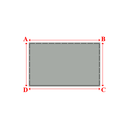 Bâche plate rectangle sur mesure en Membrane PVC 670gr/m² Gris clair RAL 7038 - 2.76x1.69m