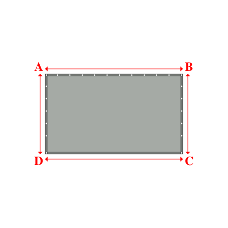 Bâche plate rectangle sur mesure en Membrane PVC 670gr/m² Gris clair RAL 7038 - 2.78x1.62m