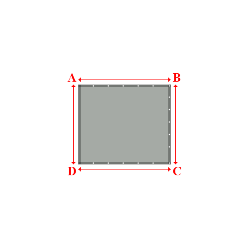Bâche plate rectangle sur mesure en Membrane PVC 670gr/m² Gris clair RAL 7038 - 1.85x1.60m