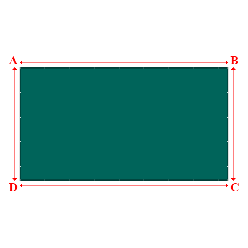 Bâche plate rectangle sur mesure en Membrane PVC 670gr/m² Vert industrie RAL 6026 - 7.00x3.80m