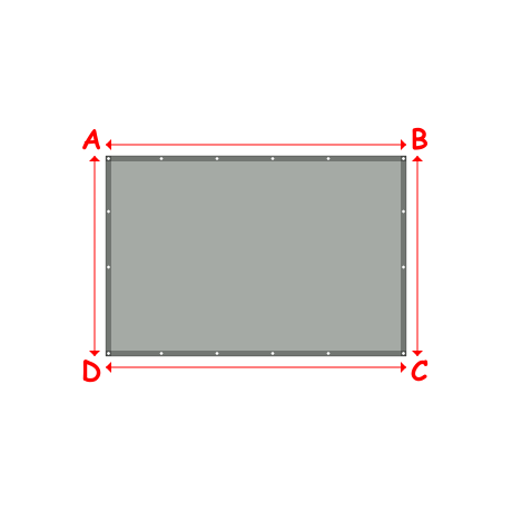 Bâche plate rectangle sur mesure en Membrane PVC 670gr/m² Gris clair RAL 7038 - 2.70x1.80m