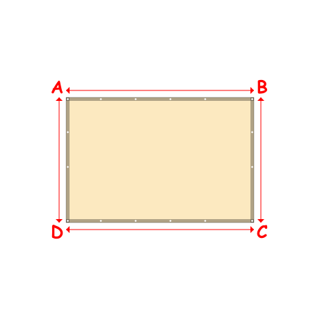 Bâche plate rectangle sur mesure en Membrane PVC 670gr/m² Beige ral 1015 - 2.70x1.80m