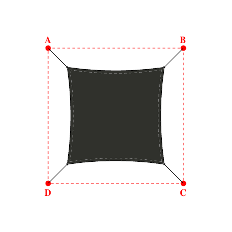 Voile d'ombrage carrée en Soltis Horizon 86 Noir profond 86-51176 - 1,29x1,29x1,29x1,29m