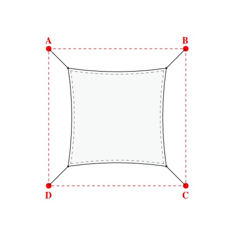 Voile d'ombrage carrée en Soltis Horizon 86 Snow White 86-50690 - 1,29x1,29x1,29x1,29m