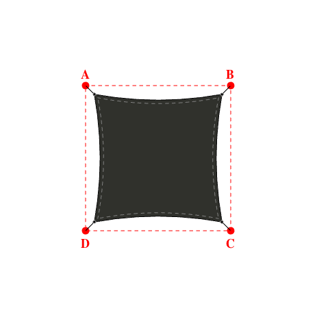 Voile d'ombrage carrée en Soltis Horizon 86 Noir profond 86-51176 - 3,73x3,73x3,73x3,73m