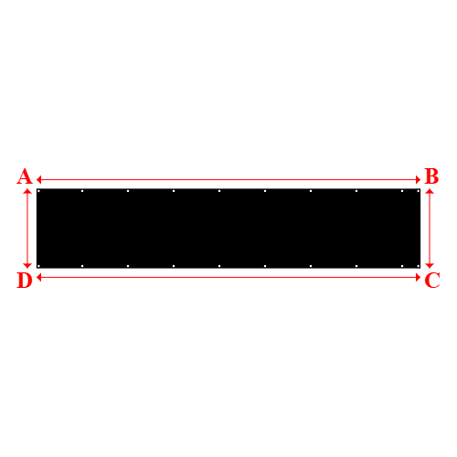 Bâche plate rectangle sur mesure en Membrane PVC 670gr/m² Noir RAL 9005 - 4.50x0.93m