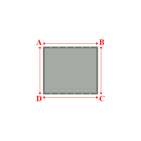 Bâche plate rectangle sur mesure en Membrane PVC 670gr/m² Gris clair RAL 7038 - 1.75x1.52m