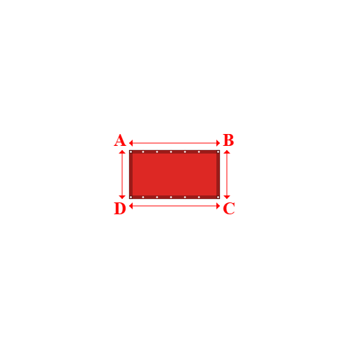 Bâche plate rectangle sur mesure en Membrane PVC 670gr/m² Rouge RAL 3002 - 1.30x0.70m