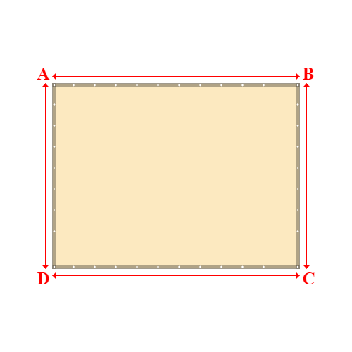 Bâche plate rectangle sur mesure en Membrane PVC 670gr/m² Beige ral 1015 - 3.51x2.63m