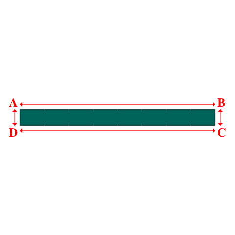 Bâche plate rectangle sur mesure en Membrane PVC 670gr/m² Vert industrie RAL 6026 - 9.50x0.80m